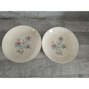 Set Of 2 Vintage Steubenville Fairlane Pottery Bowls Floral 8-Inch USA